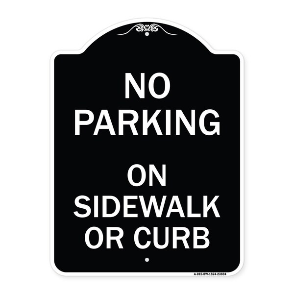 Signmission No Parking on Sidewalk or Curb Heavy-Gauge Aluminum Architectural Sign, 24" x 18", BW-1824-23694 A-DES-BW-1824-23694 - main